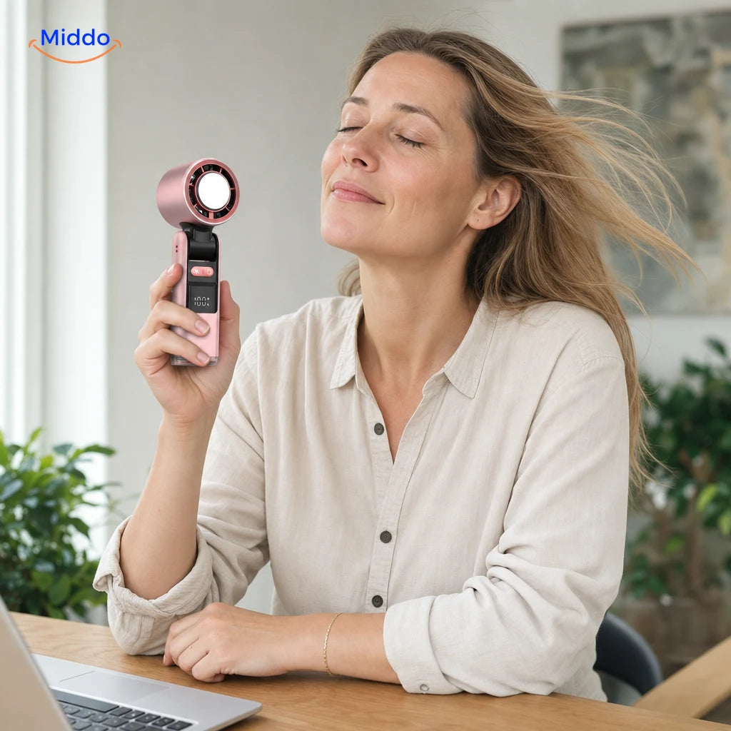 Rosa ChillFlow Handventilator mit Kühlplatte