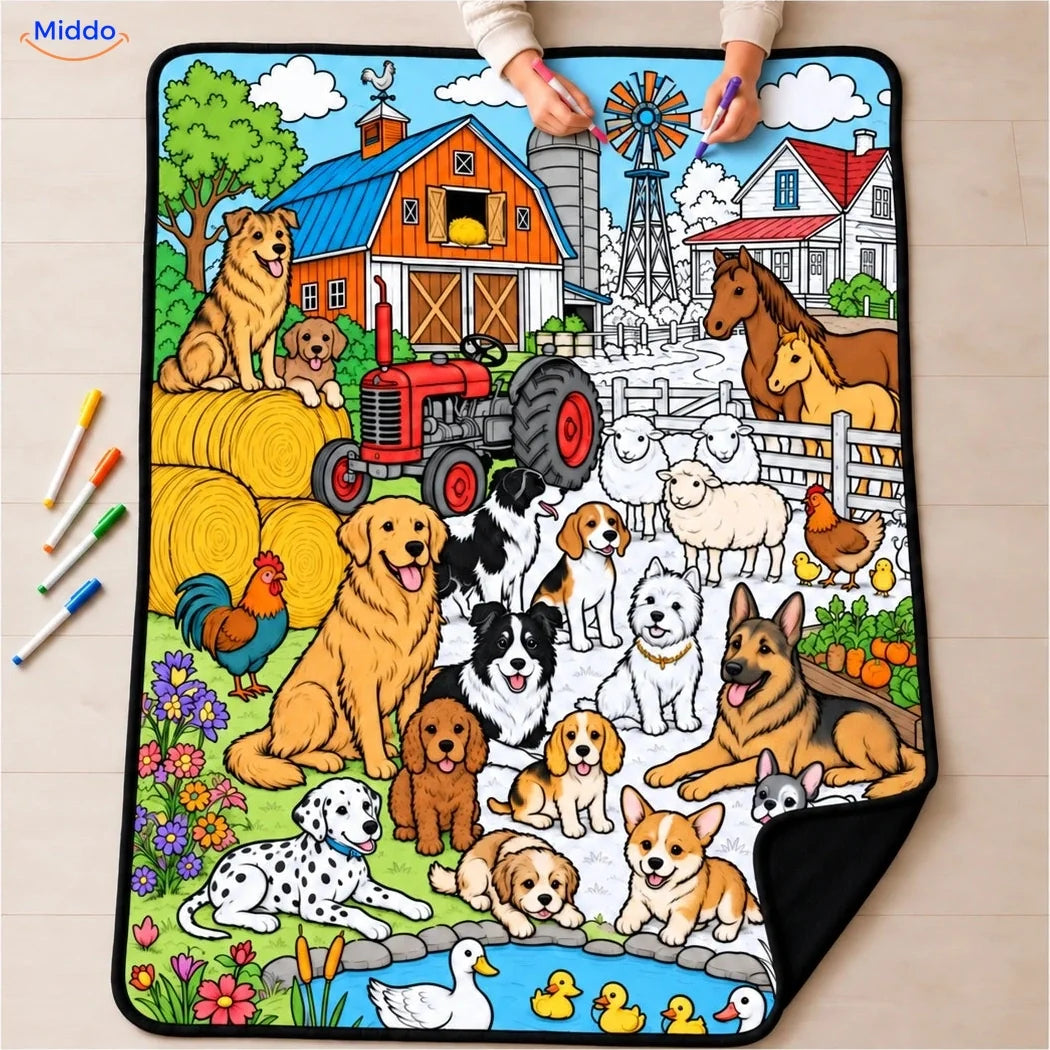 ColorFlow Ausmaldecke - Hunde auf dem Bauernhof