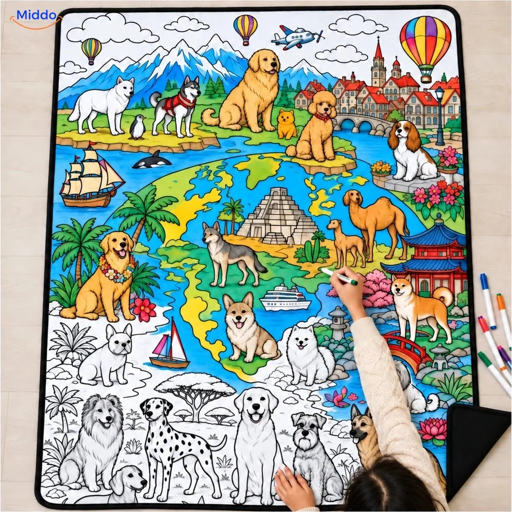 ColorFlow Ausmaldecke - Hunde auf Weltreise