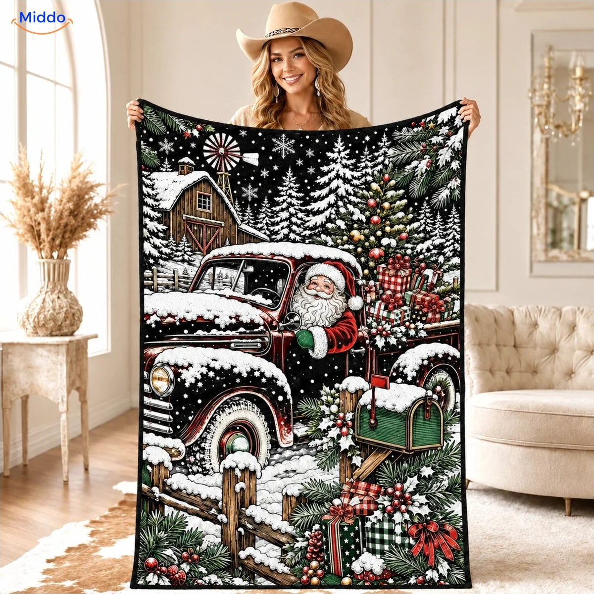 ColorFlow Ausmaldecke - Weihnachtsmann im Pick-up