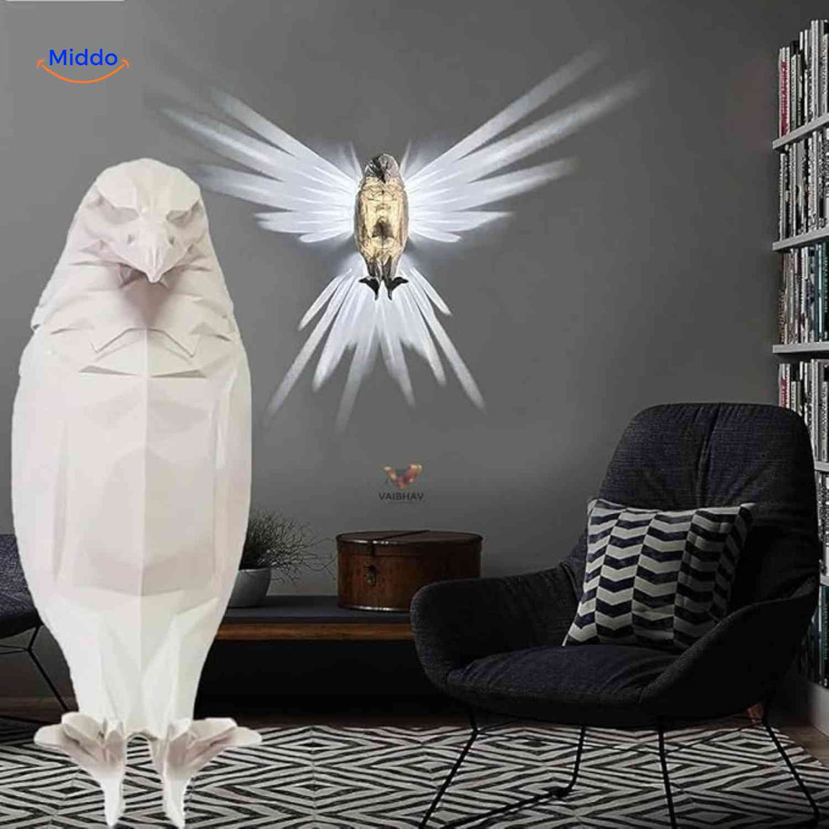 eagleglow Wandlampe weißer Adler mit Flügellicht für Leseecke www.middo.de