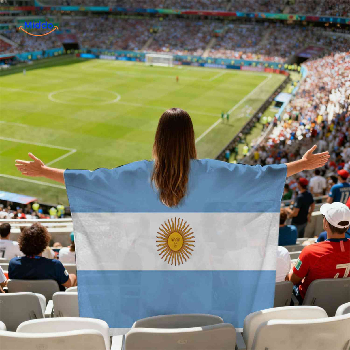 flagora Cape Argentinien FlaggenCape Stadion Fan www.middo.de