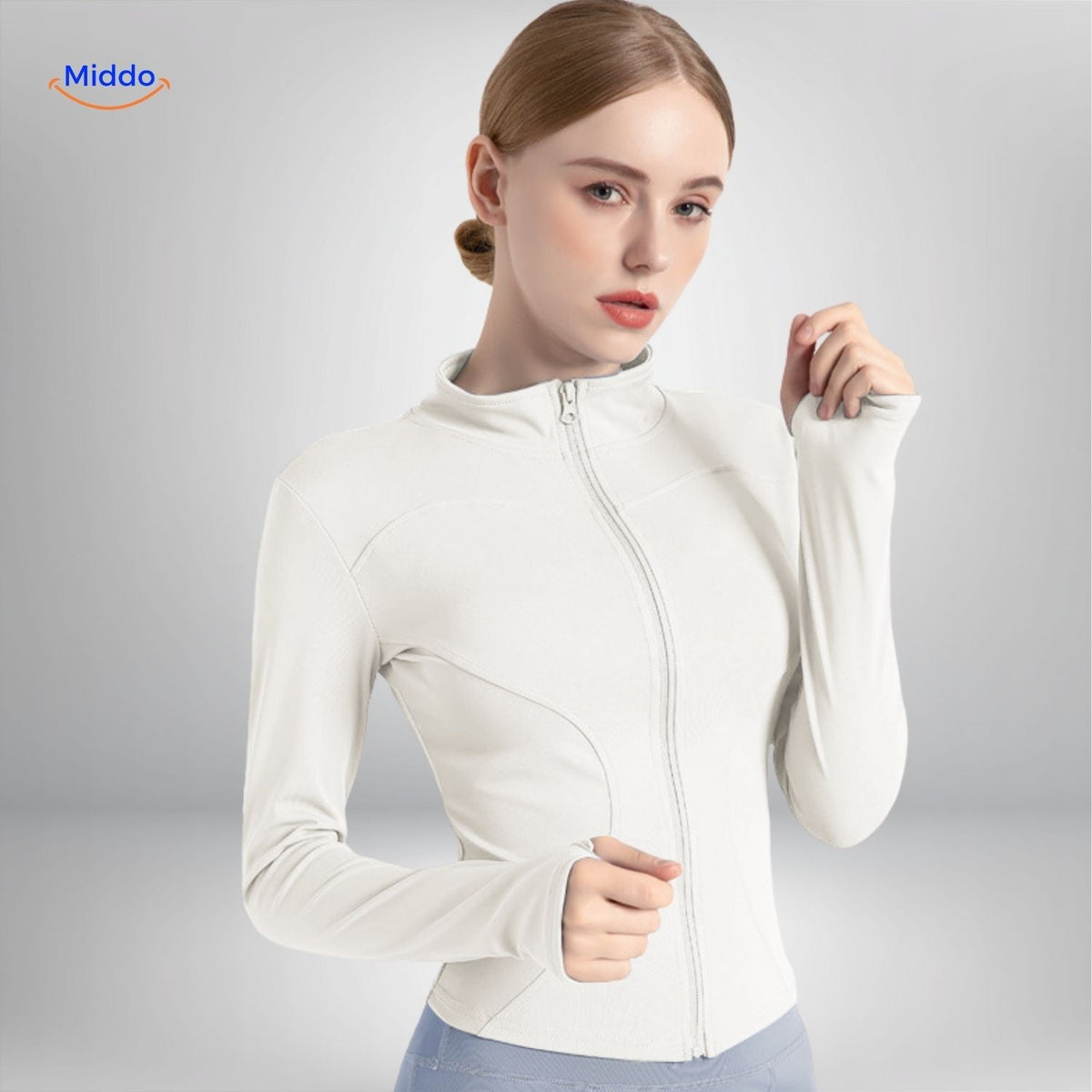 Flexifit Pro Yoga-Jacke Weiß mit verfeinerter Verarbeitung