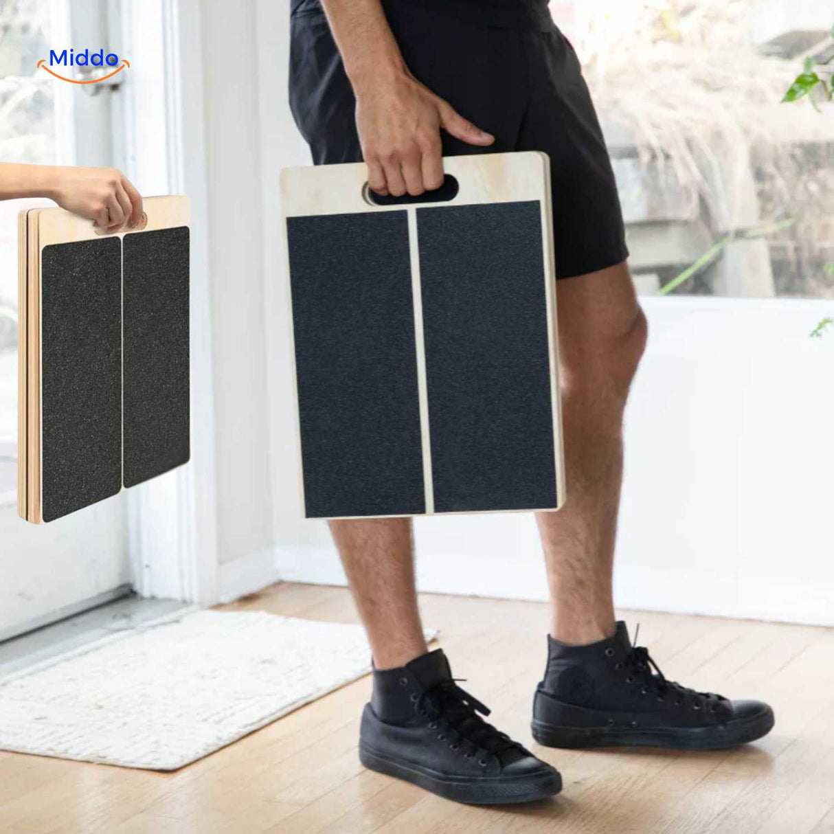 flexiplank Stretchboard tragbar und leicht mit Griff www.middo.de