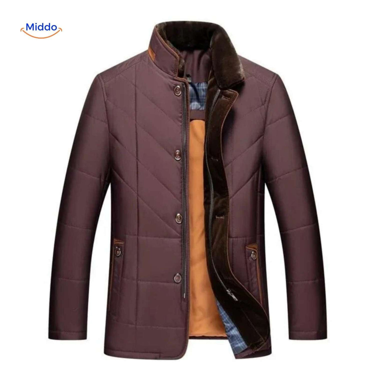 Froston Jacke: Braun gefütterte Jacke mit Knöpfen – jetzt entdecken auf www.middo.de