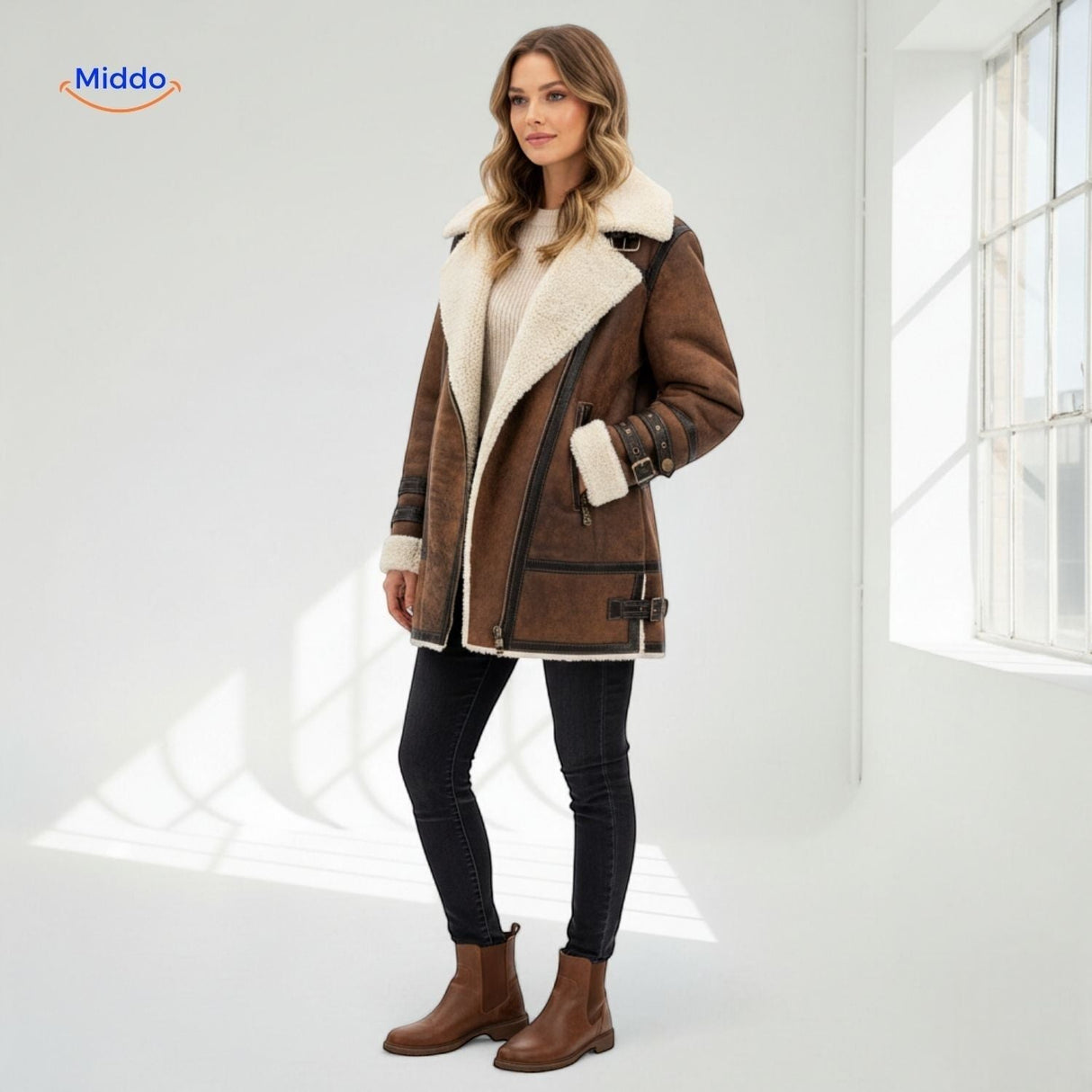 Furvia Jacke, komplettes Outfit mit Stiefeletten