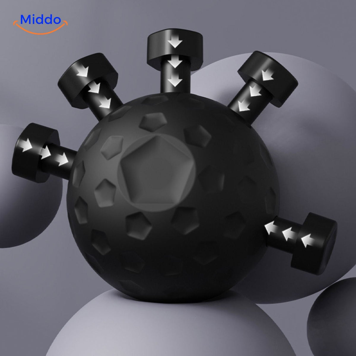 gripflex trainer detailansicht schwarze Massageball mit Noppen