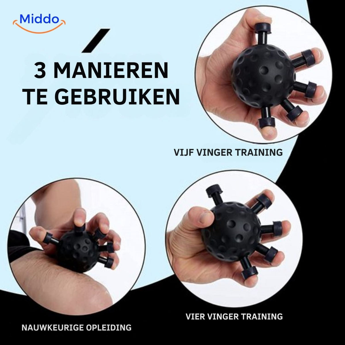 Gripflex Trainer schwarze Massageball mit Noppen für Muskelentspannung