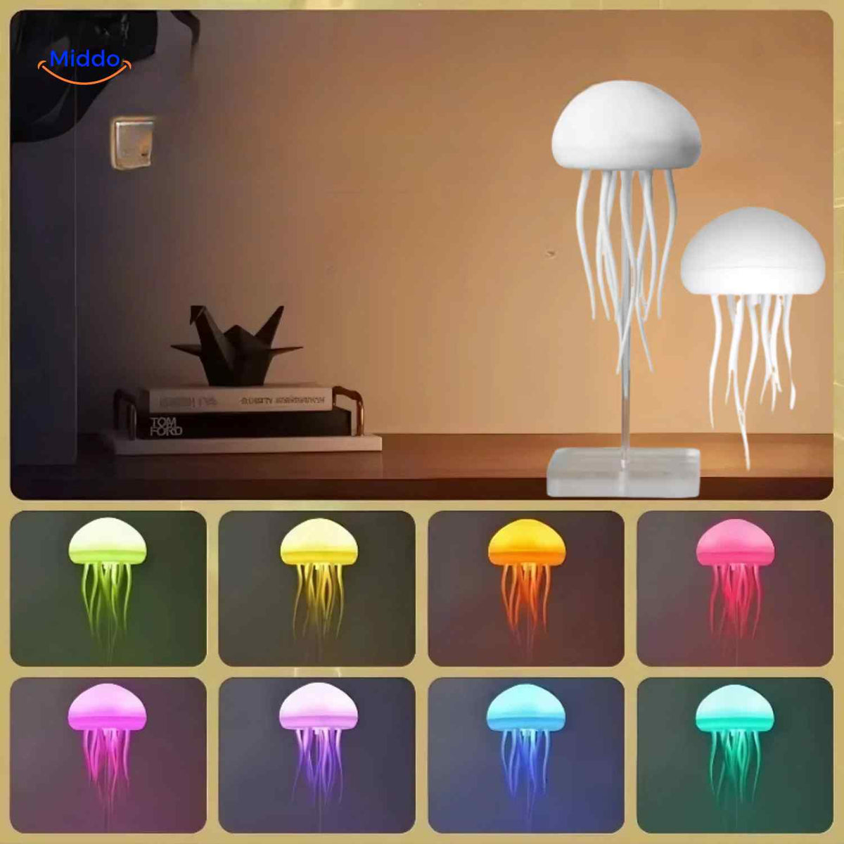 JellyGlow Lampe Schreibtisch dekorative Quallenlampe mit mehrfarbiger Beleuchtung