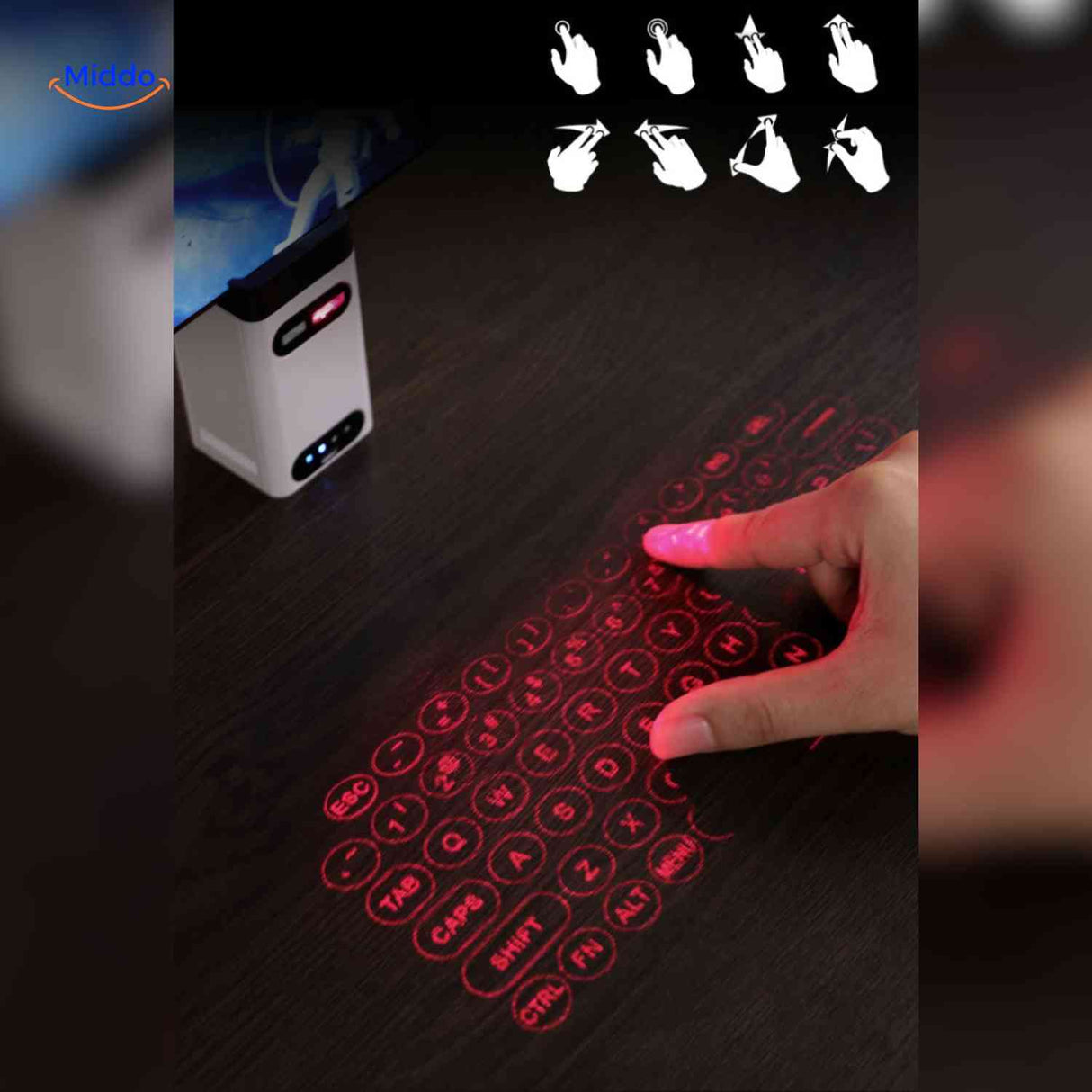 keybeam Tastatur mit mehreren Touch-Funktionen und visuellen Anleitungen