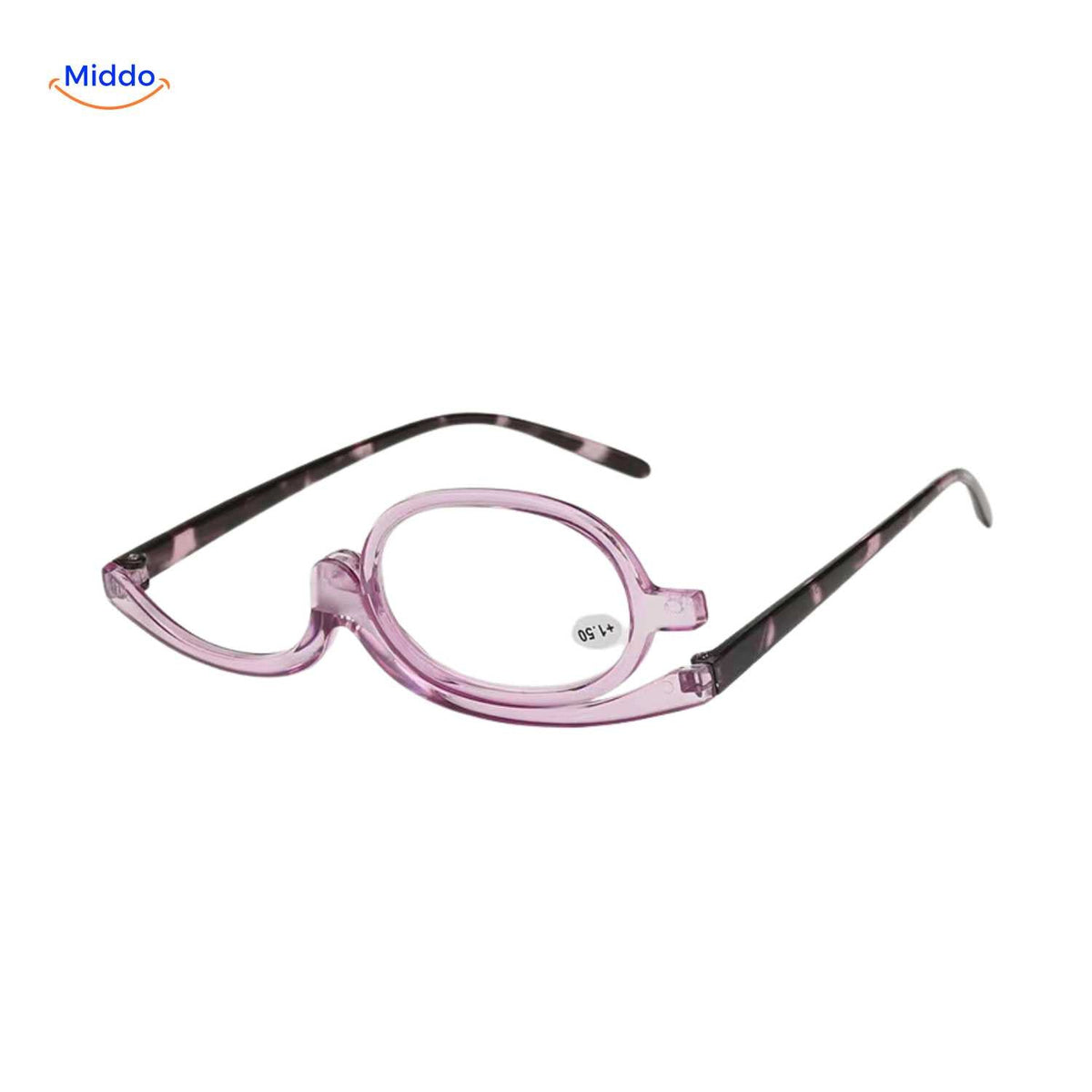 loopex Brille helllilafarbene Brille mit dunklen Bügeln für Make-up