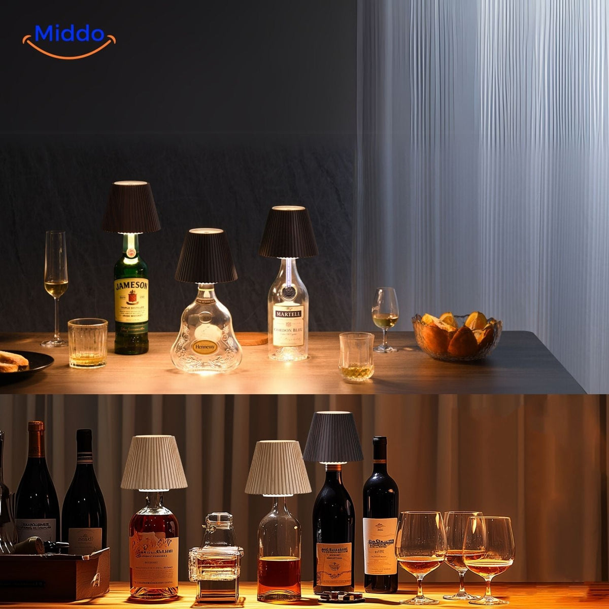 LumaVino Lampe Design LED-Tischlampe mit drei Lichtstufen