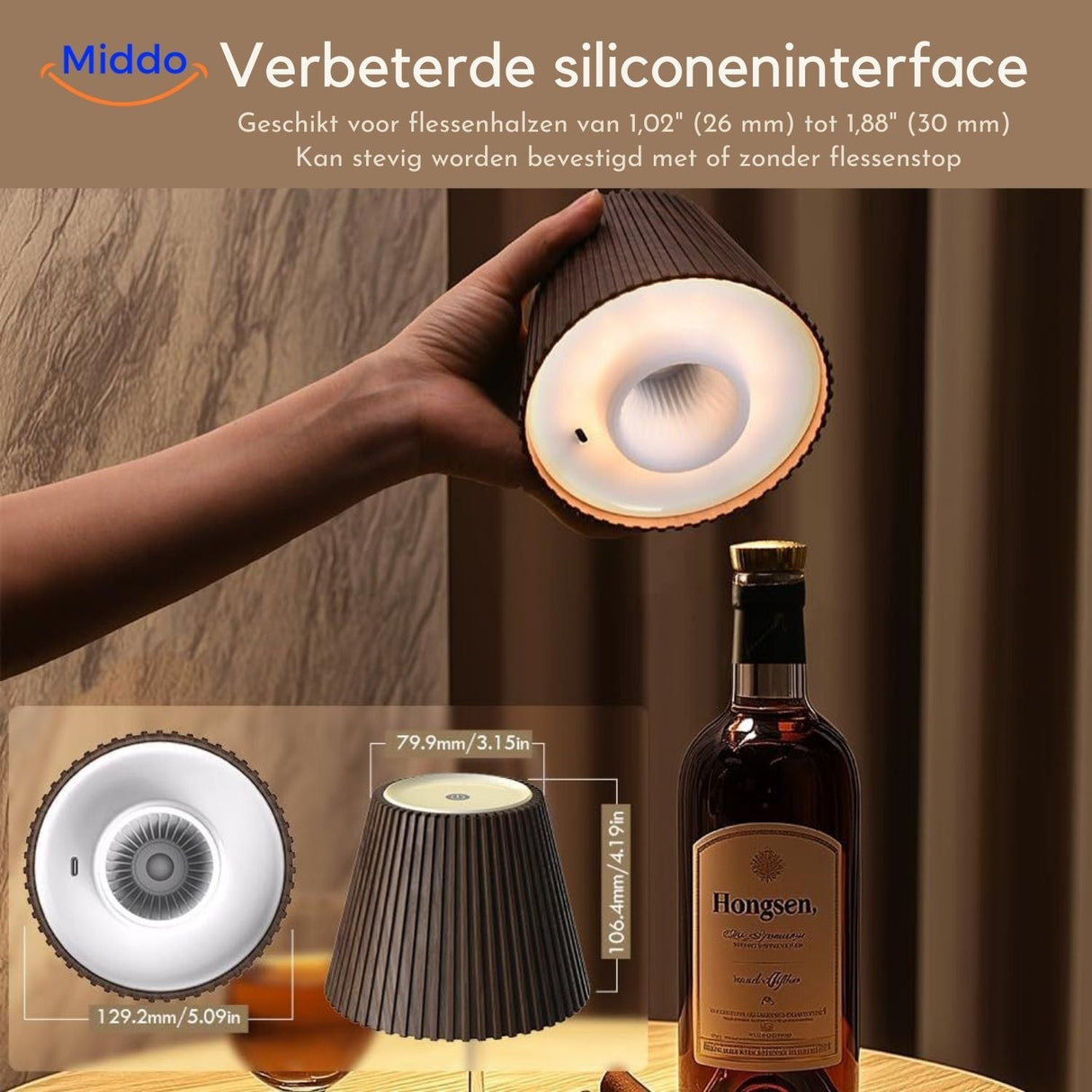 lumavino Lampe LED Tischlampe mit Silikonoberfläche für Flaschen
