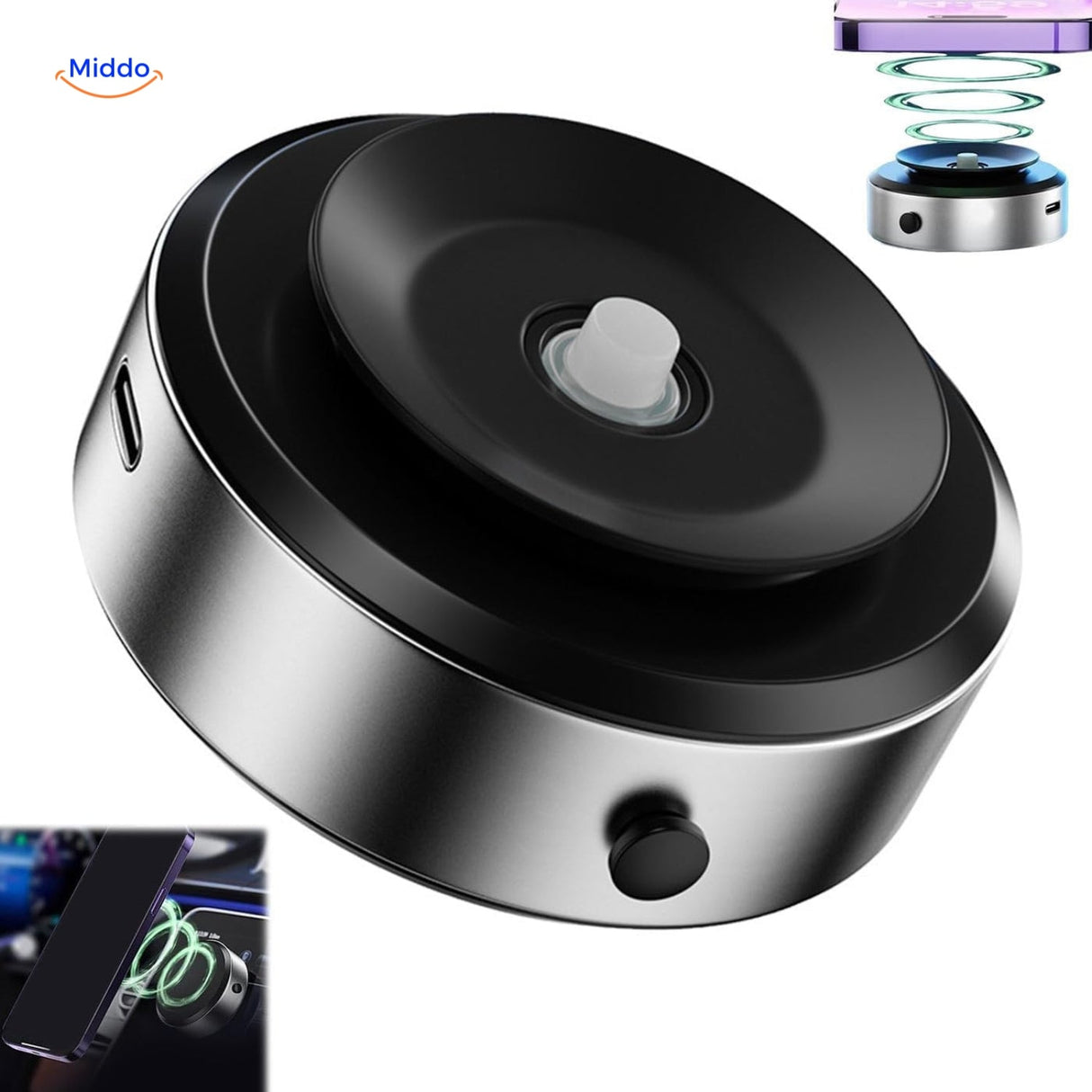 Magnamount™ Tragbarer 360° Auto-Halter Silber