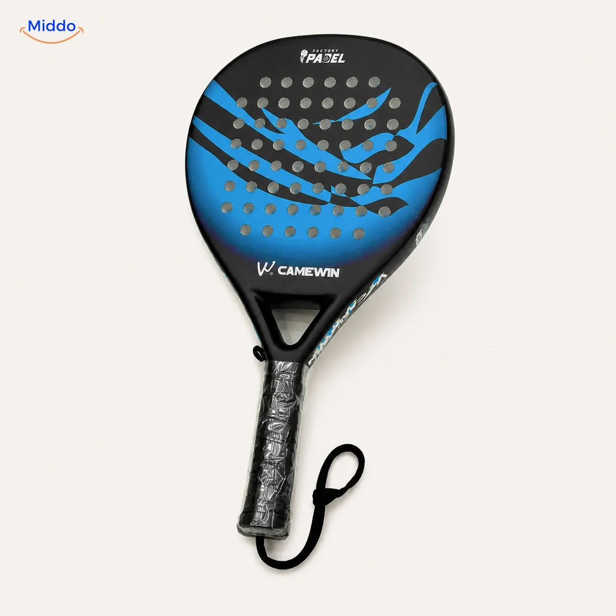 CourtMatch Padelschläger: blaues rundes Modell von vorn.