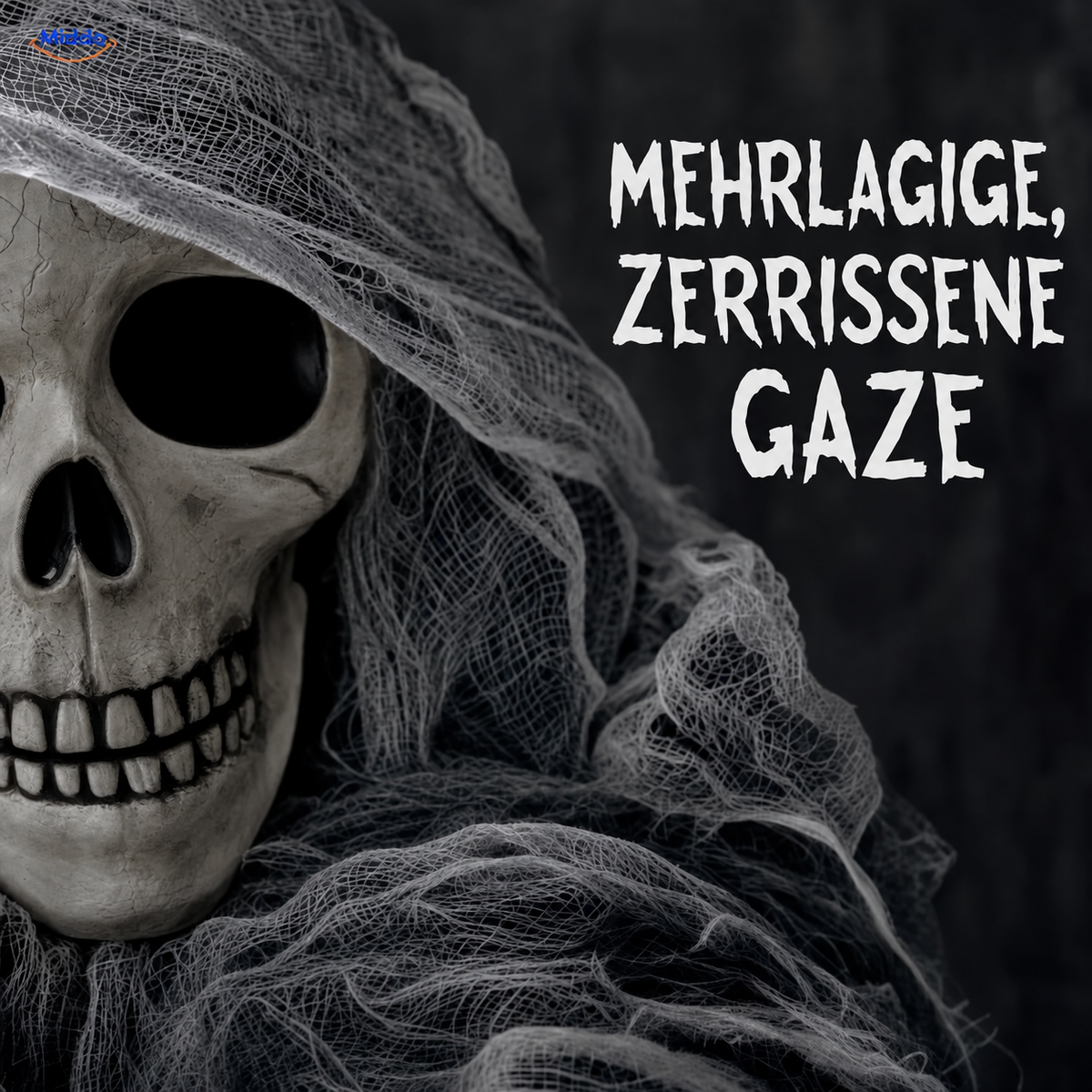 HauntCraft hängender Halloween-Geist: Nahaufnahme von Schädel und zerrissener Gaze.