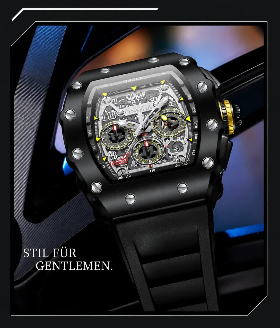 ONOLA MILLE Armbanduhr mit schwarzem Armband.