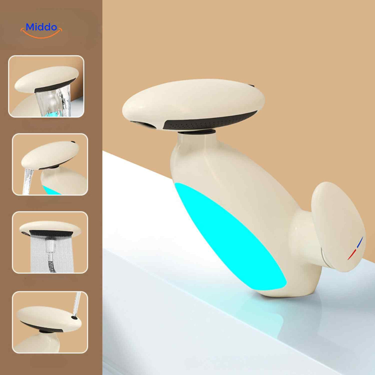 Penguino beige Wasserhahn – moderner, wassersparender Luxus für Ihr Badezimmer. Besuchen Sie