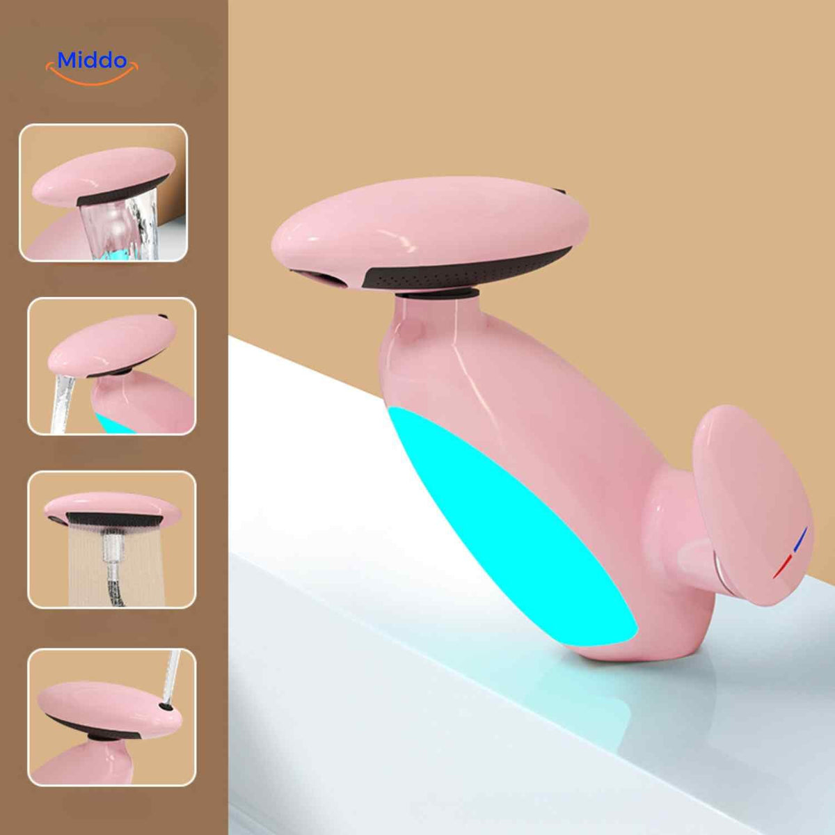 Penguino Wasserhahn in modernem, pinkem Design – ein luxuriöser, wasser-sparender Badarmatur. Erleben Sie Stil und Funktionalität in Ihrem Badezimmer. Besuchen Sie uns auf für mehr Informationen!