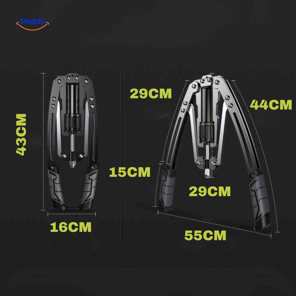 PowerFlex Arm Trainer, zusammenklappbar, Abmessungen des Armtrainers