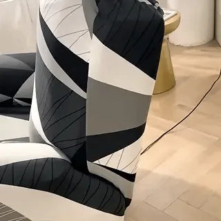 reclinex Bankbezug Stretchbezug in schwarz weiß grau geometrisches Muster www.middo.de