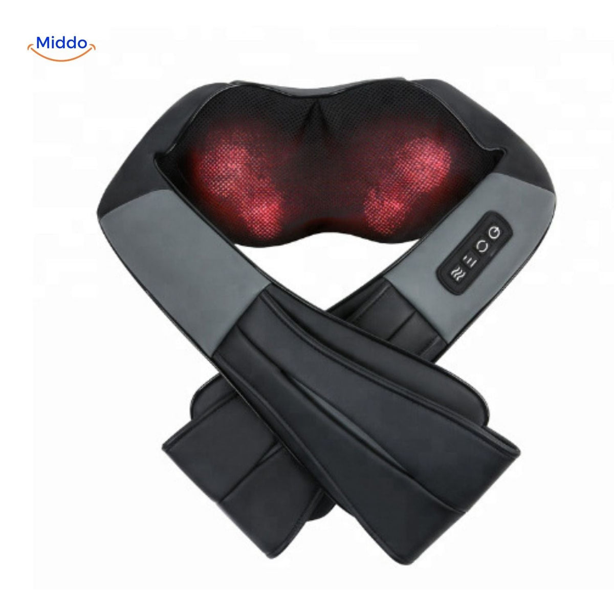 relaxpro Massagegerät mit rotem Licht und Kreuzbandagen
