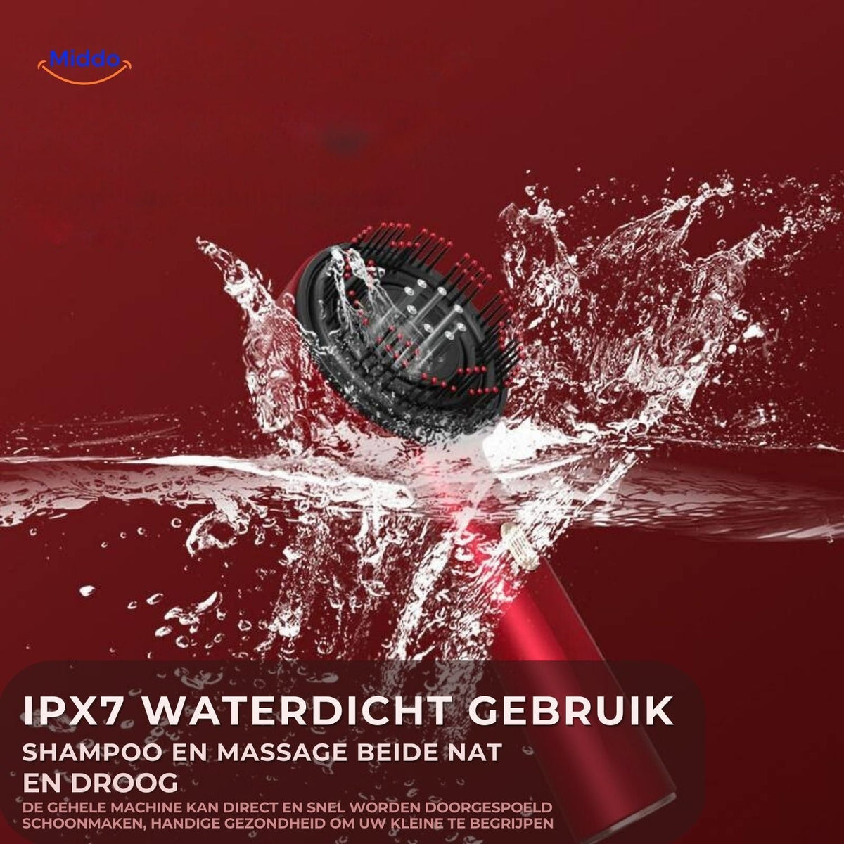 revitaglow™ Kamm IPX7 wasserdichte rotes Licht Massagekamm für nassen und trockenen Gebrauch