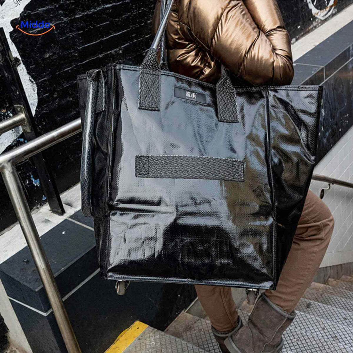 rollexa Trolleytasche tragbar schwarz mit Rädern für städtische Mobilität