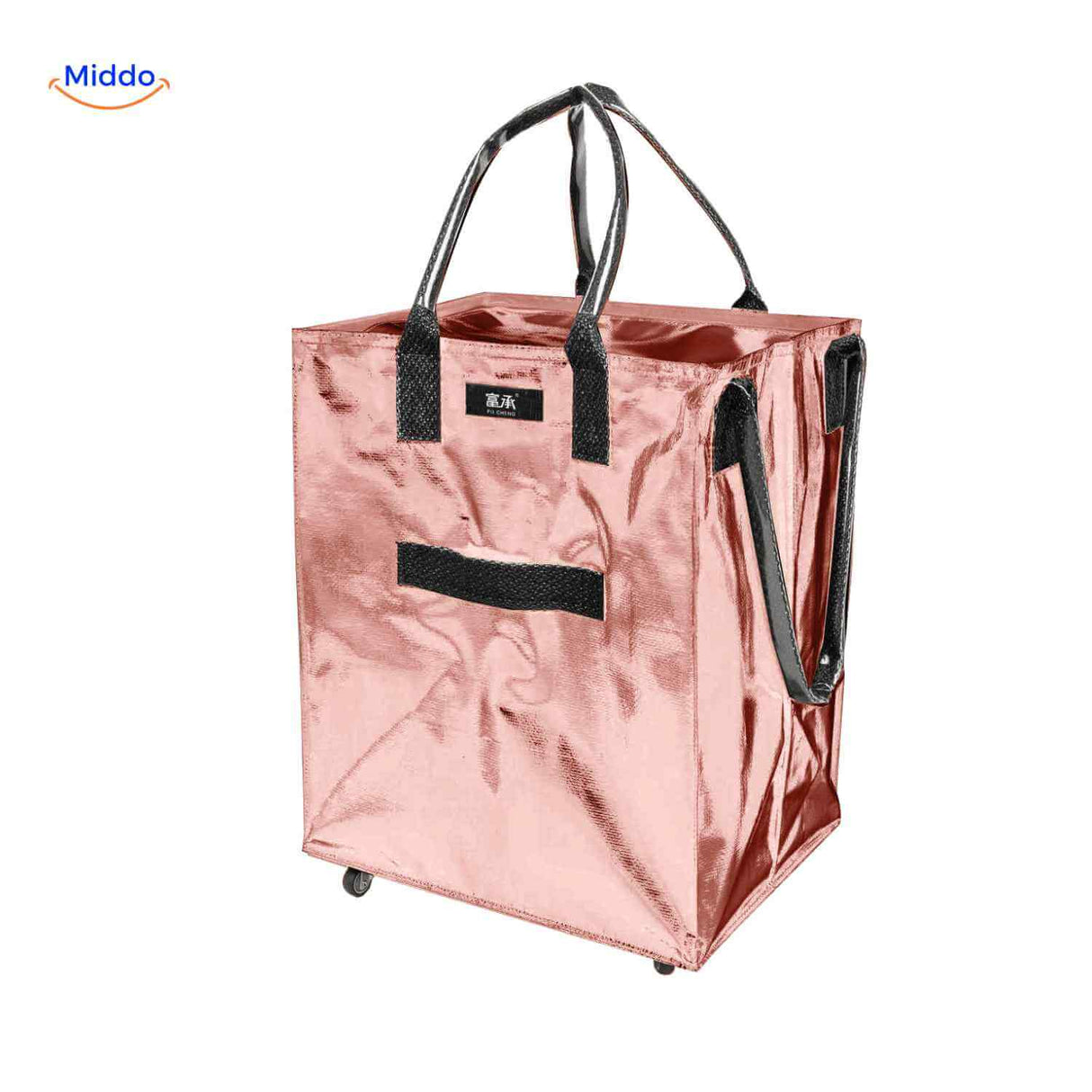 rollexa Trolley Tasche Rosé Metallic Faltbar mit Rollen und Griffen
