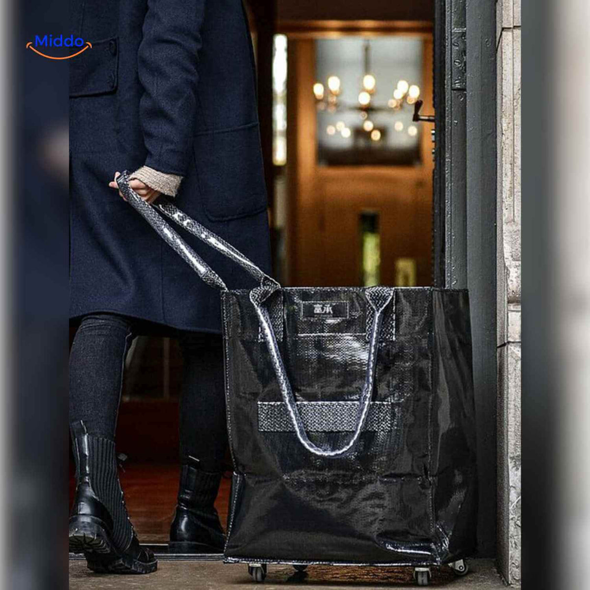 rollexa Trolleytasche schwarz mit Rollen für Wohn- und Stadtgebrauch www.middo.de