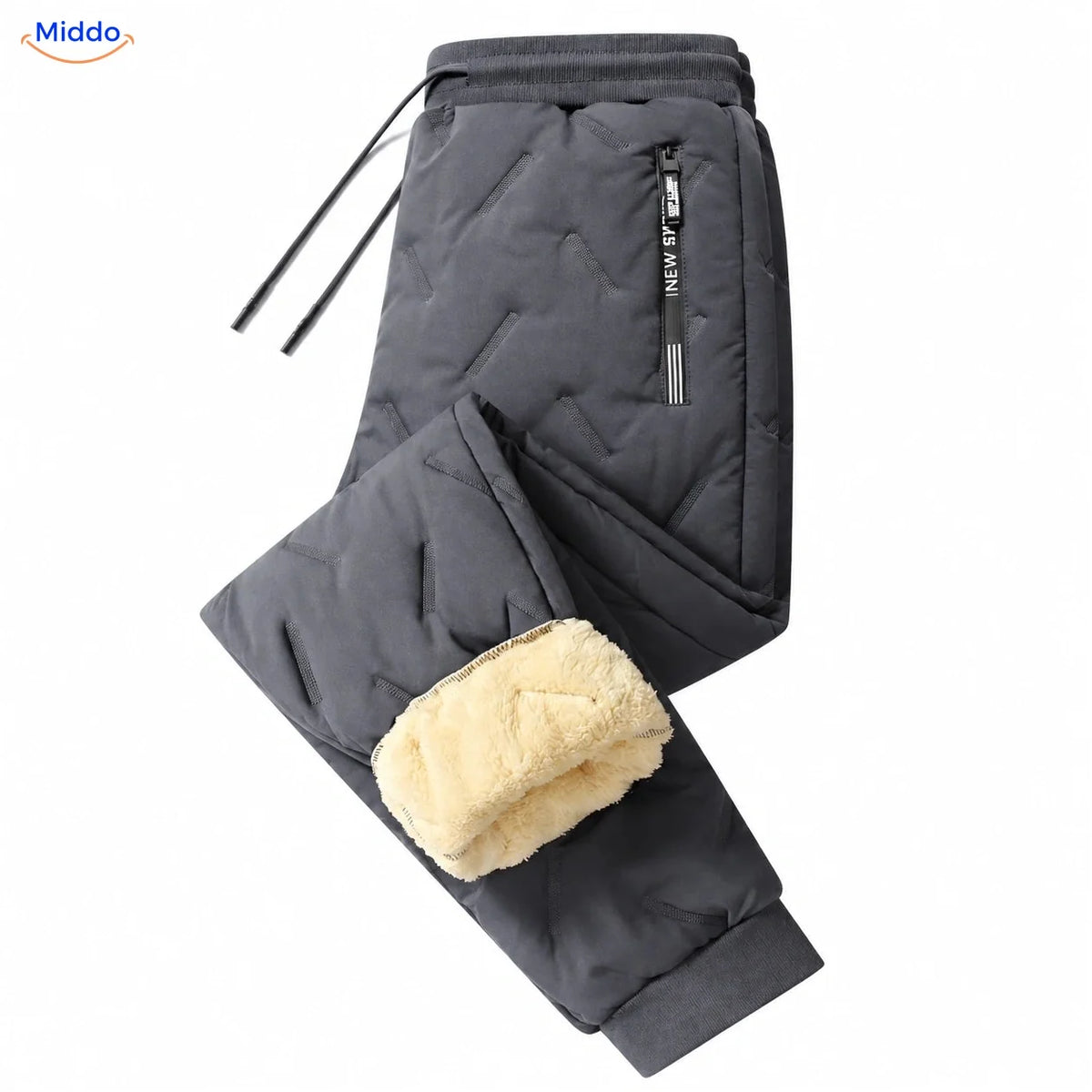 Thermoflex gefütterte Winterhose in Grau mit Rippbündchen