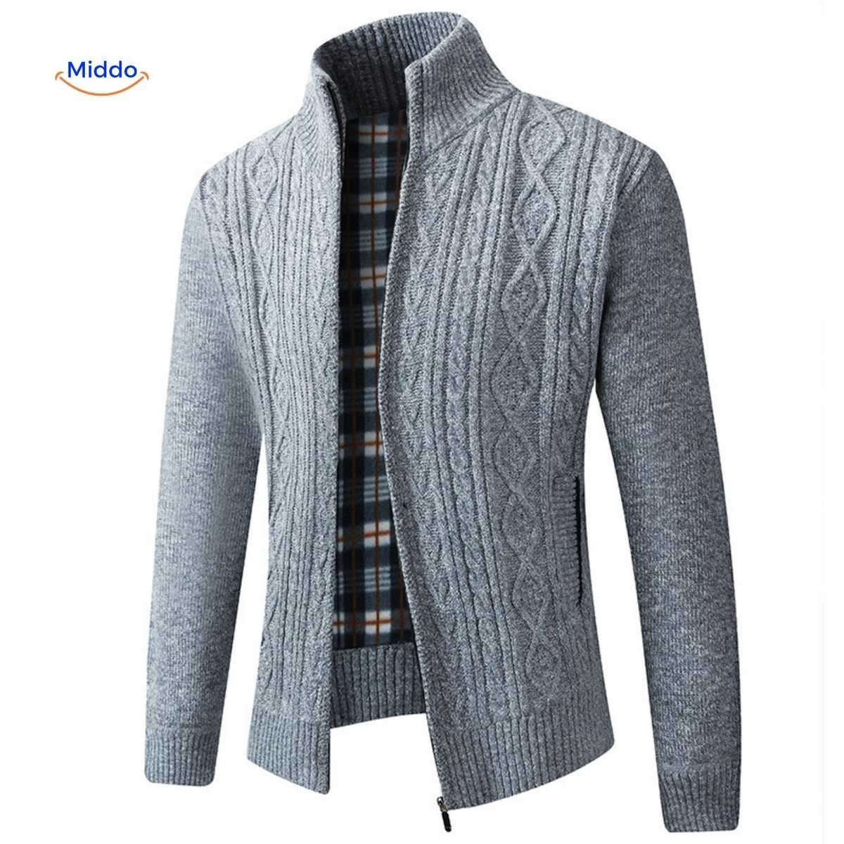 Thermoknit Weste mit Futter – Warm, für Herren, Blau-Grau – www.middo.de