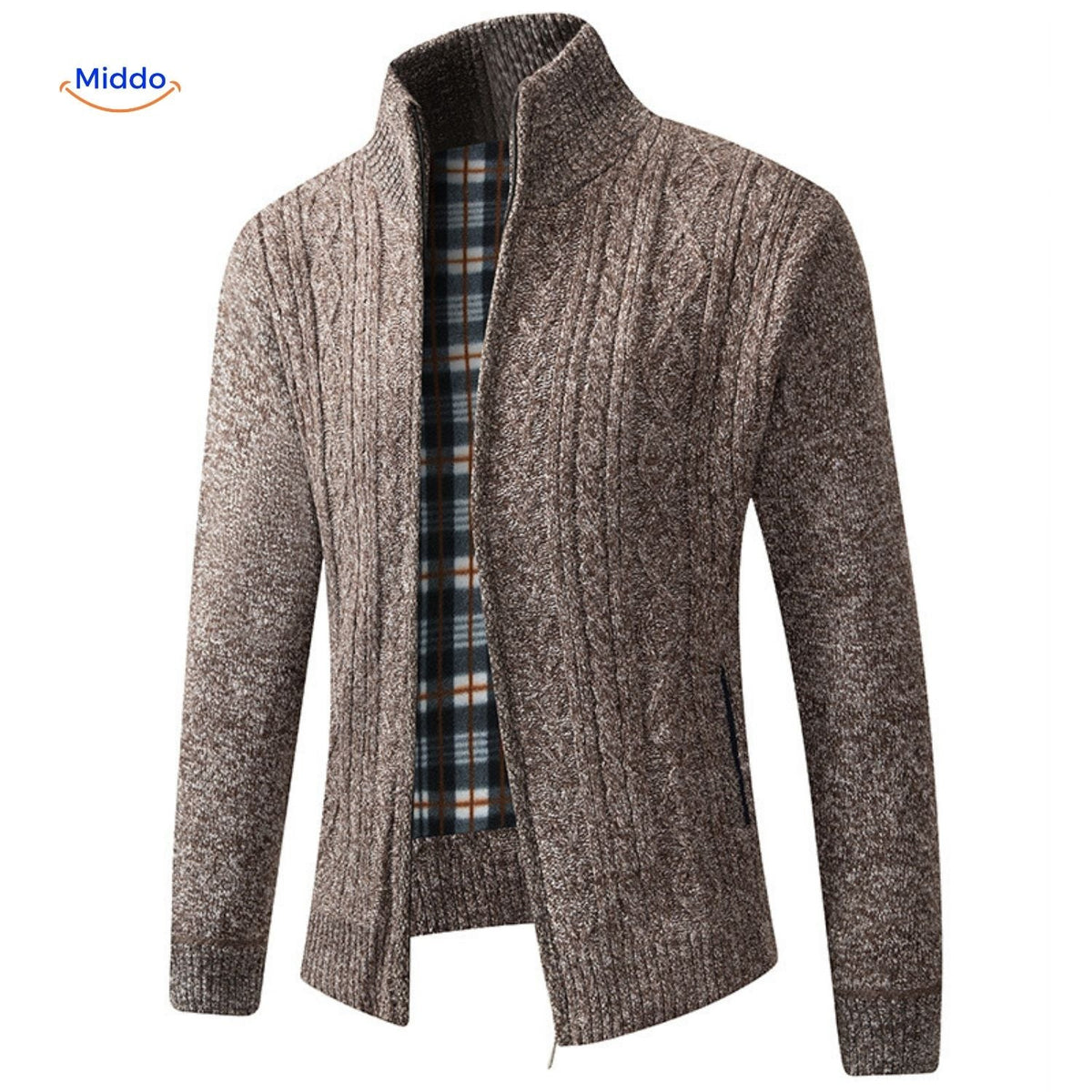Thermoknit Weste, gestrickt, gefüttert, warm für Herren, in Braun. Entdecken Sie die komfortable Wärme und Stil! Besuchen Sie uns auf www.middo.de