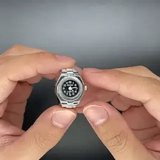 Timevera Ring-Uhr silberne Mini-Ringuhr