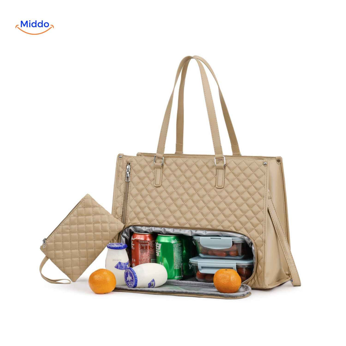 Totezia Tasche beige Lunchtasche mit Kühlfach und Etui