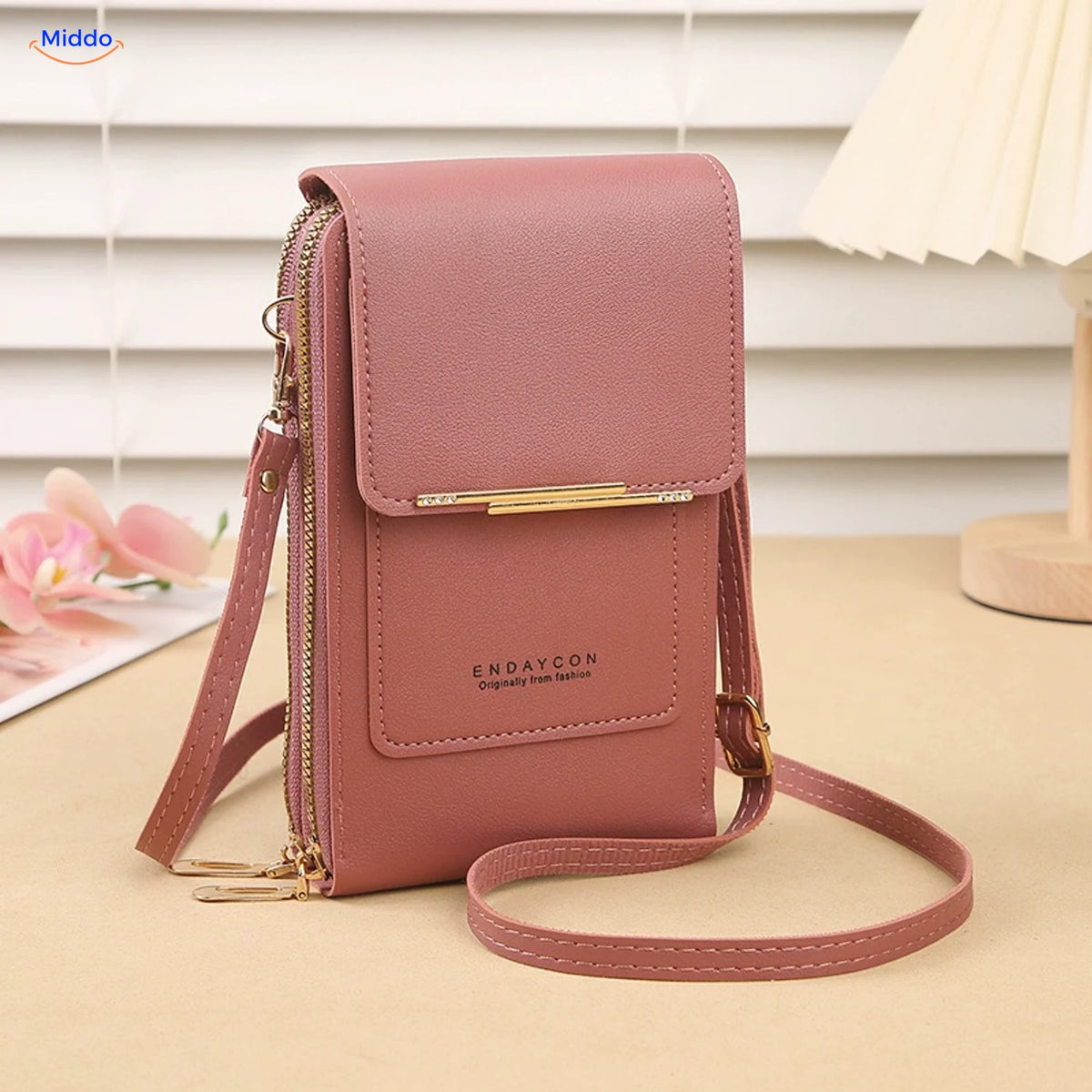 TouchScreenGo Crossbody-Handytasche, Dunkelrosa
