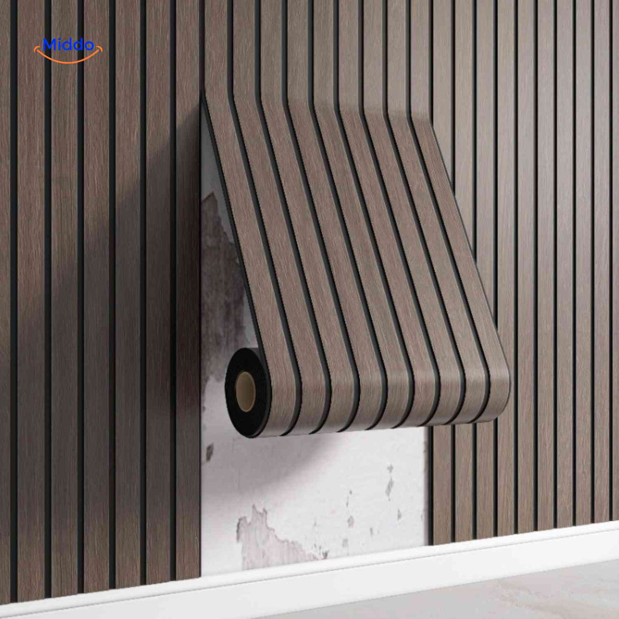 Woodline Wandpaneele weiß Holzoptik Rolle Lamellen