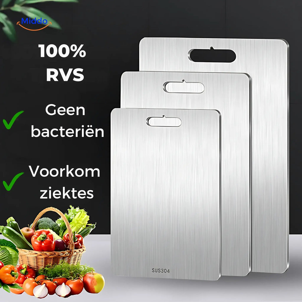 SafeCut™ RVS Schneidebrett - Hören Sie auf, Mikroplastik und Bakterien zu essen!