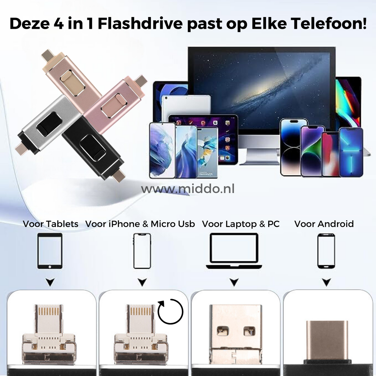 Dieser 4-in-1-Flashdrive passt auf jedes Telefon