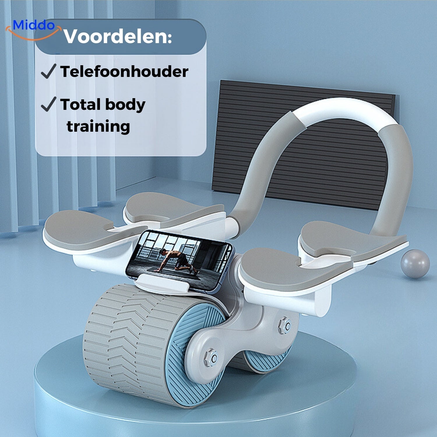 Grau-blaues Ab Wheel Pro Bauchtrainer