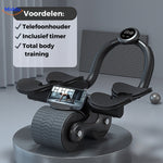 Schwarzes Abwheel Pro Bauchmuskeltrainer mit Handyhalterung und Timer von Middo.nl