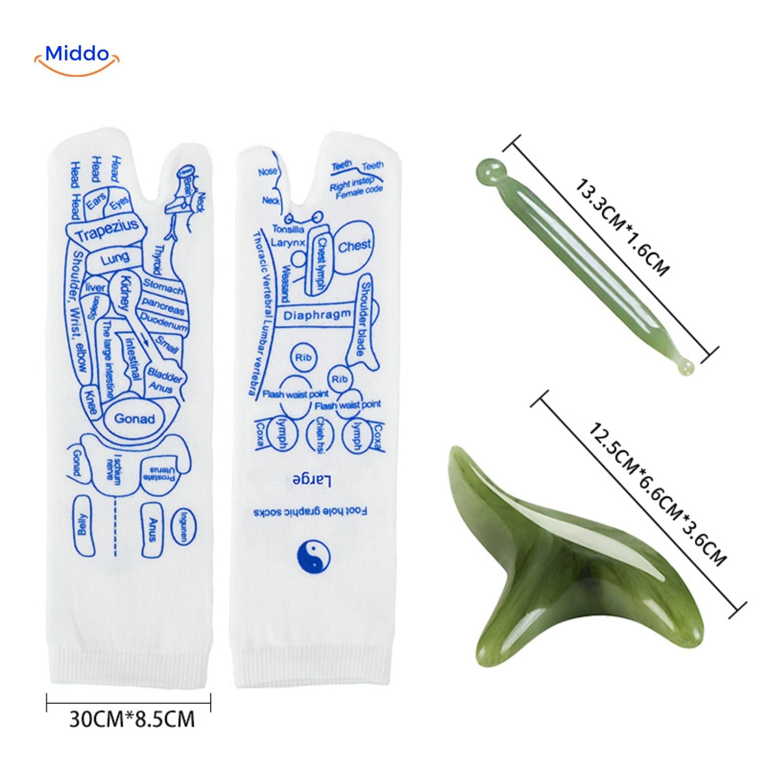 Acupoint Socken therapeutische Massagetools mit Größen www.middo.nl
