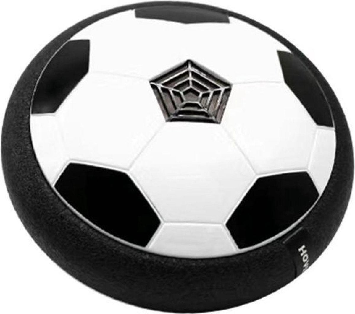AirPlay Fußball eine schwebende Platte in Form eines Balls mit schwarz-weißen Farben und schwarzem Rand auf weißem Hintergrund.