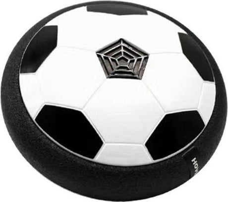 AirPlay Fußball eine schwebende Platte in Form eines Balls mit schwarz-weißen Farben und schwarzem Rand auf weißem Hintergrund
