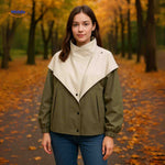AquaShell Jacke für Damen in Grün mit cremefarbenem Kragen - www.middo.de