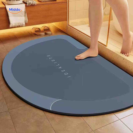 Aquastep Badematte halbkreisförmig in Blau-Grau