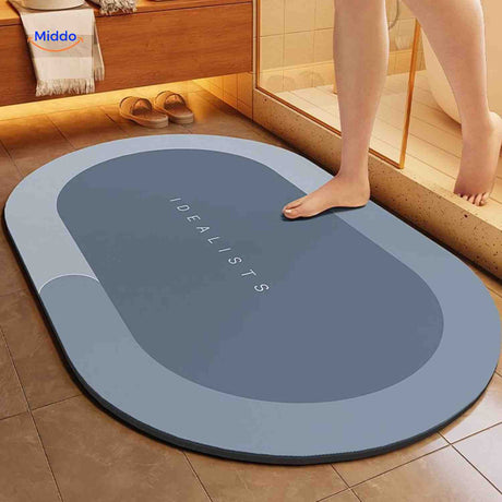 Aquastep Badematte oval in hellblau-grauer Farbe