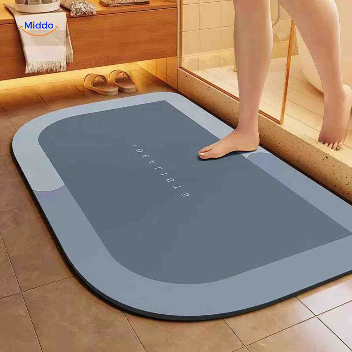 Aquastep Badematte rechteckig in Blau-Grau umgekehrt