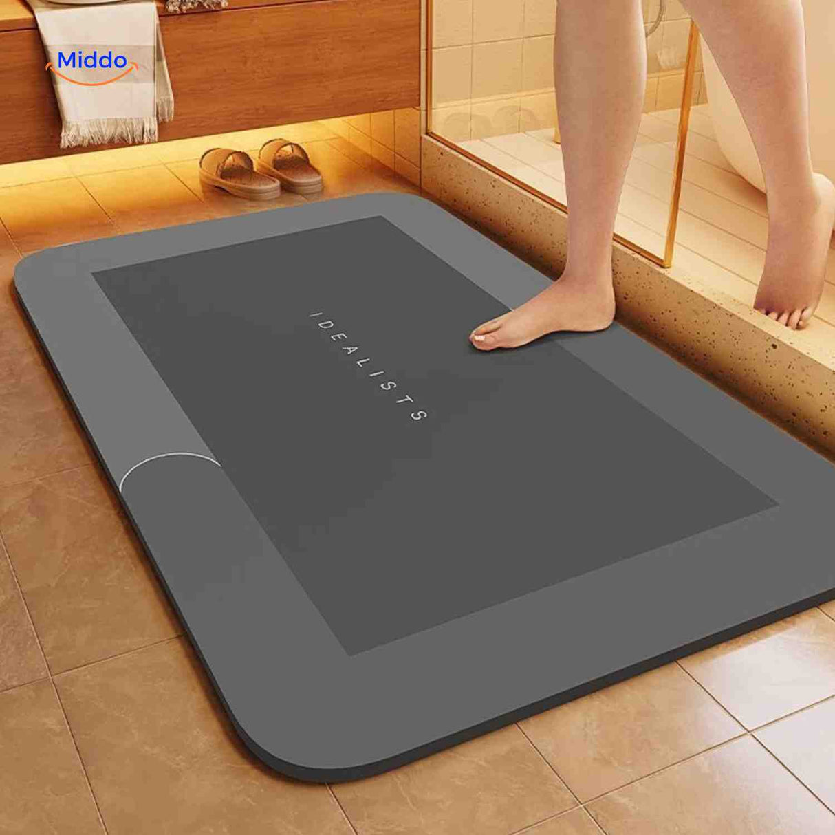 Aquastep Badematte rechteckig in Dunkelgrau mit Linien