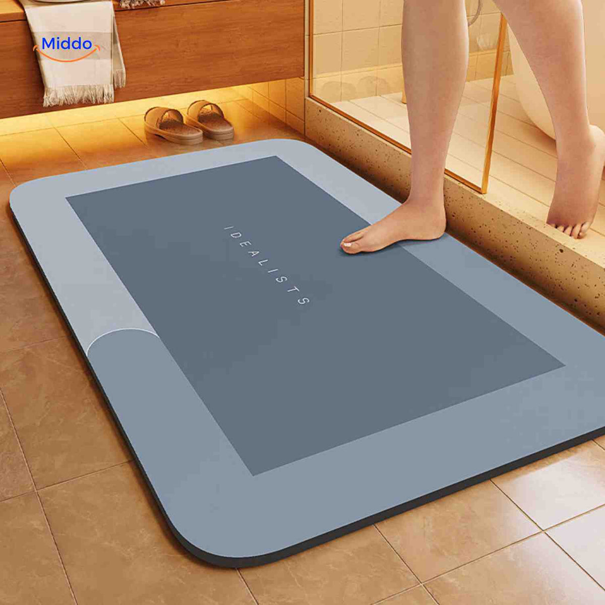Aquastep Badematte rechteckig in hellblau-grauer Farbe